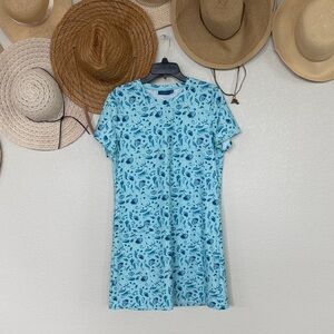 Cabana Life Blue Paisley Floral Women's Shift Dress, EUC, Size Medium